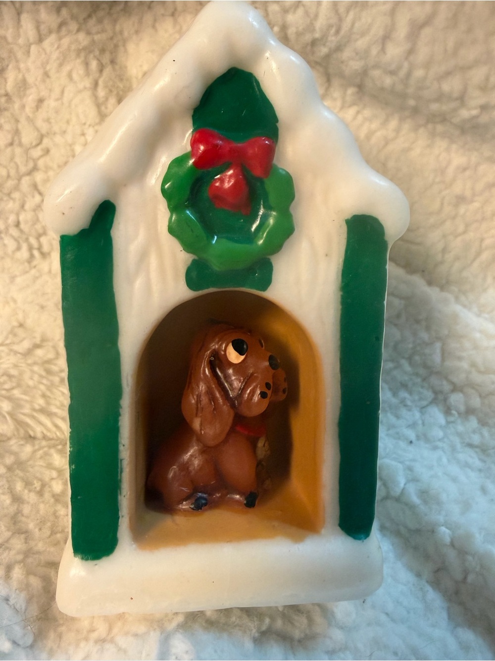 Vintage 1980 Jasco Snowy Holiday Dog House Holiday Candle